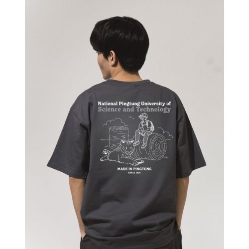 【10/31陸續出貨】NPUST校園日常圖鑑寬版短T_暗夜灰