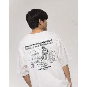 【10/31陸續出貨】NPUST校園日常圖鑑寬版短T_經典白