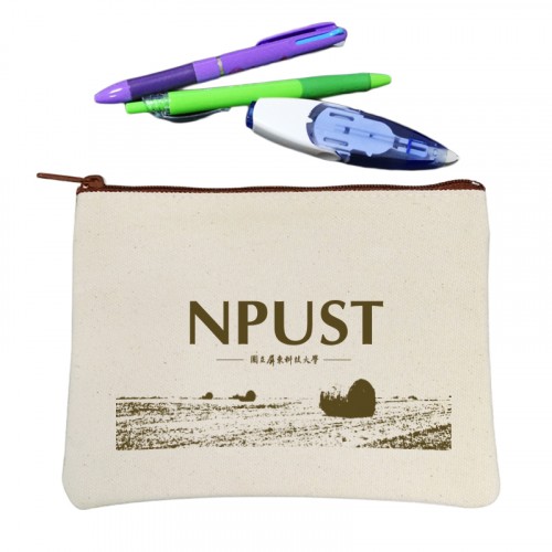 【團購商品，10個起做】NPUST校園精選校景牧場帆布收納袋_米白