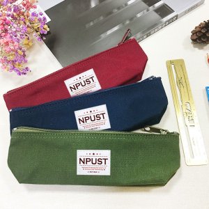 NPUST簡約風布標船型帆布筆袋_酒紅/丈青/墨綠