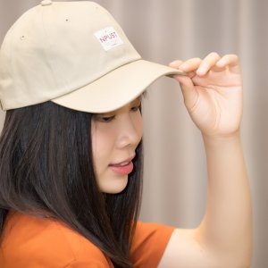 屏科大日系風格布標老帽-奶茶棕