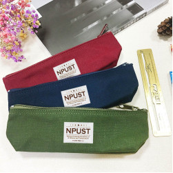 【團購商品，10個起做】NPUST簡約風布標船型帆布筆袋_酒紅/丈青/墨綠